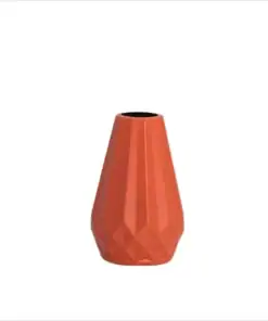 Geometric orange vase with faceted design against a plain white background. | 28Alchemy