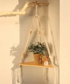 Bohemian Floating Shelf with Macramé Detail - Image 3