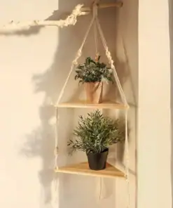 Alternative view of Bohemian Floating Shelf with Macramé Detail