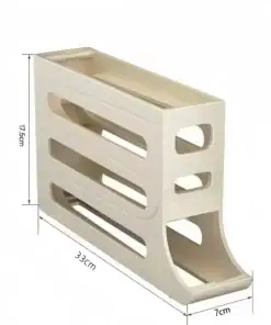 Beige plastic storage rack with slots, dimensions labeled as 33cm x 7cm x 17.5cm, on a white background. | 28Alchemy