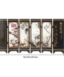 A six-panel decorative screen with floral and bird designs, measuring 9.63in x 18.47in (24.5cm x 47cm). | 28Alchemy
