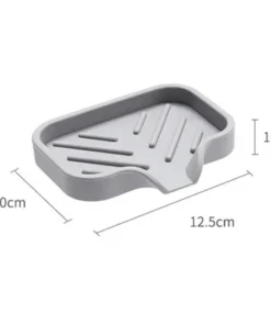 Gray soap dish with slotted drainage design, measuring 12.5cm by 10cm by 1cm. | 28Alchemy