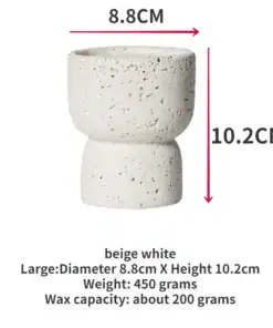Beige white textured cup, 8.8cm diameter, 10.2cm height, 450g weight, holds about 200g of wax. | 28Alchemy