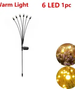 Solar garden light with 6 LED bulbs on flexible stems, shown glowing warmly in outdoor flower beds. | 28Alchemy