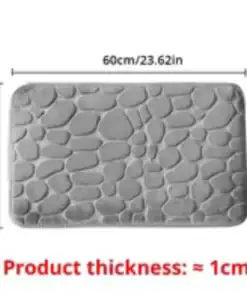 Grey rectangular mat with a stone pattern, measuring 60cm wide and approximately 1cm thick. | 28Alchemy