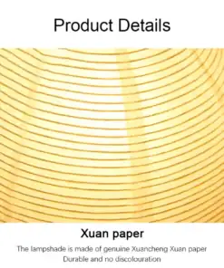 Close-up of a glowing lampshade made of cream-colored Xuan paper with horizontal brown lines. | 28Alchemy