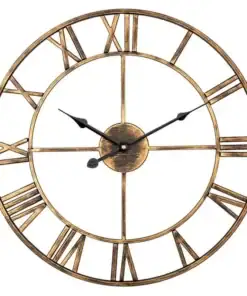 Bronze wall clock with Roman numerals and black hands showing the time as 10:08. | 28Alchemy