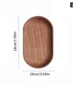 Oval wooden tray with dimensions labeled: 18 cm (7.09 in) long and 10 cm (3.94 in) wide, labeled "B2" in the corner. | 28Alchemy