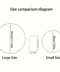 Diagram comparing large (28.5cm) and small (20cm) circles with a rectangle (14.7cm x 7.1cm) in between. | 28Alchemy