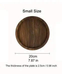 Round wooden plate, small size, 20cm (7.87 inches) in diameter, 2.5cm (0.98 inch) thick, on a white background. | 28Alchemy