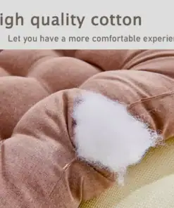 Brown cushion with white cotton stuffing exposed, showing its inner material; text reads "high quality cotton. | 28Alchemy