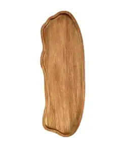 Irregularly-shaped wooden serving tray with a natural finish on a white background. | 28Alchemy