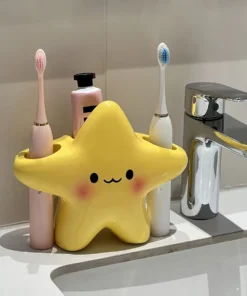 Star-Shaped Toothbrush Holder Bathroom Organizer
